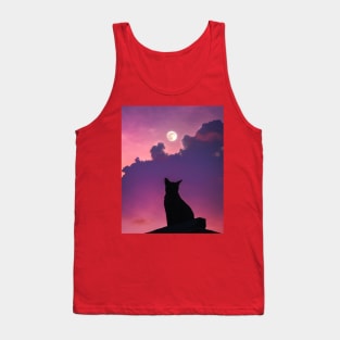 Cat Watching the Sunset Tank Top